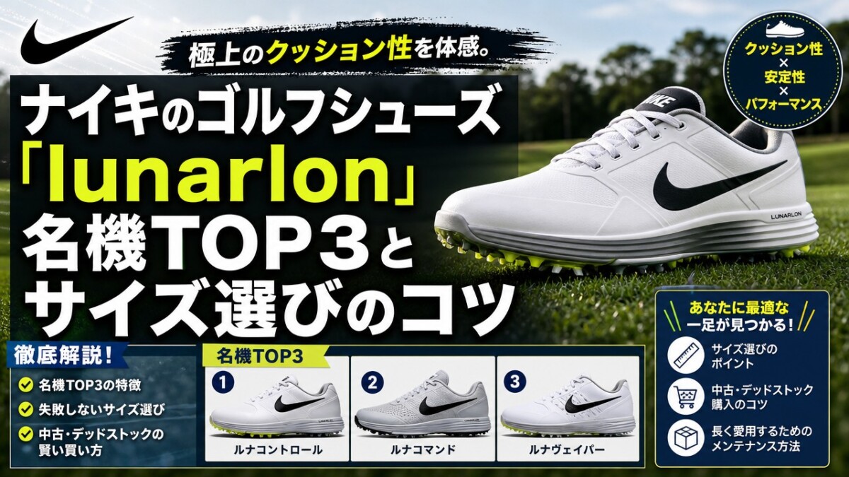 ナイキのゴルフシューズ「lunarlon」名機TOP3とサイズ選びのコツ