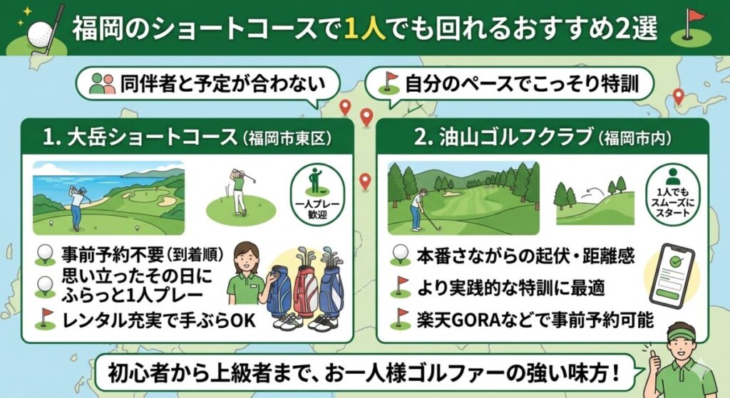 福岡のショートコースで1人でも回れるのは？をわかりやすく図解