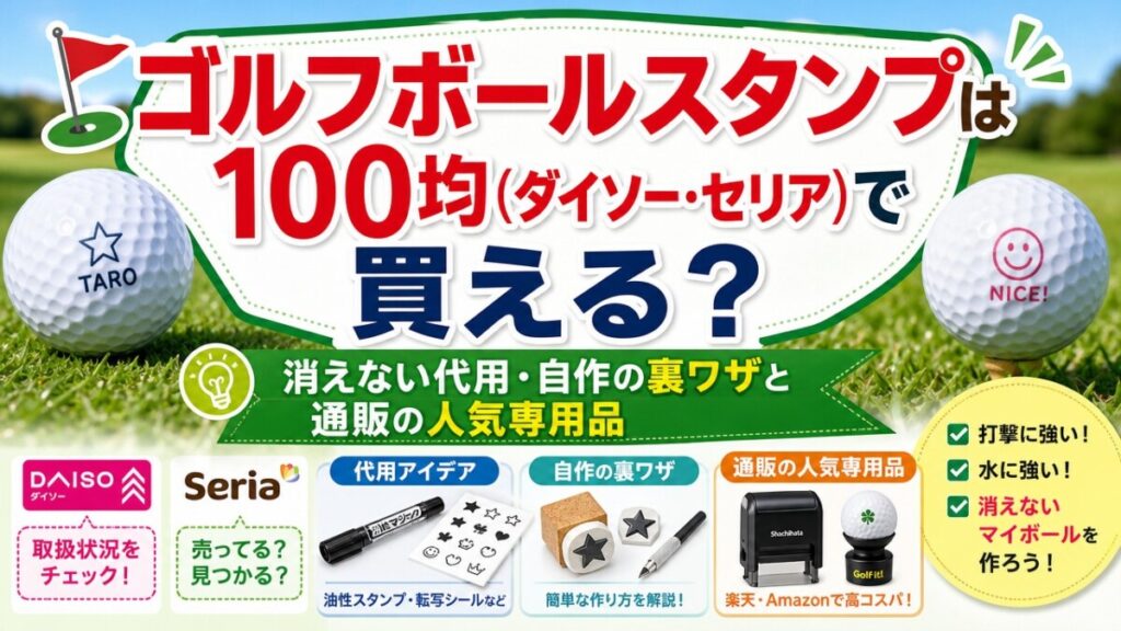 ゴルフボールスタンプは100均（ダイソー・セリア）で買える？消えない代用・自作の裏ワザと通販の人気専用品