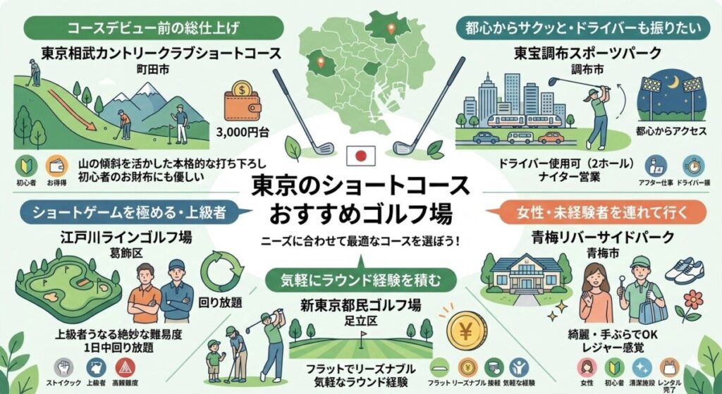 東京ショートコースおすすめゴルフ場の図解