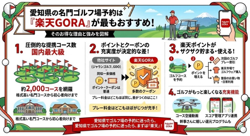 愛知県の名門ゴルフ場を予約する時におすすめのサイトをご紹介の図解