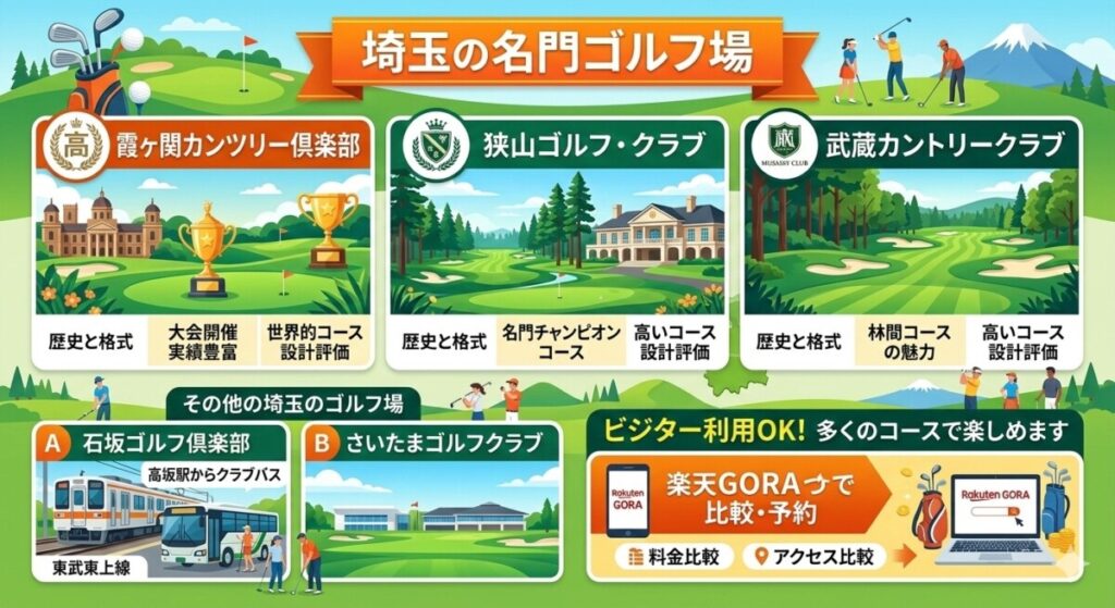 埼玉のゴルフ場で名門の図解
