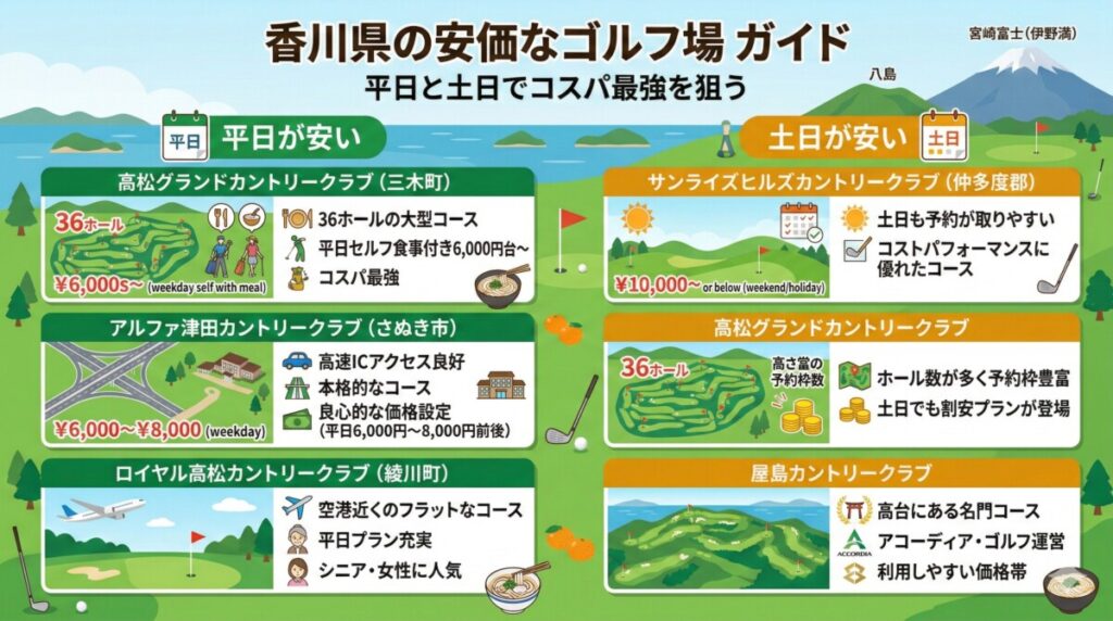香川県のゴルフ場で安いの図解