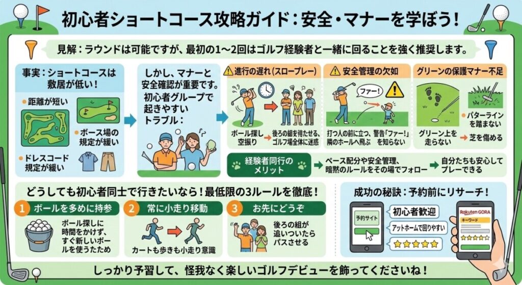 ゴルフのショートコースは初心者だけでも大丈夫なのか図解