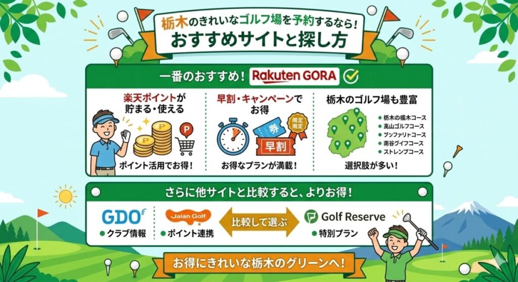 栃木のゴルフ場を予約するならどこのサイトがおすすめの図解