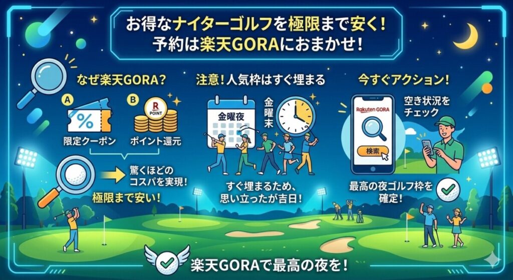 お得なナイターの予約は「楽天GORA」を活用するのが大正解の図解