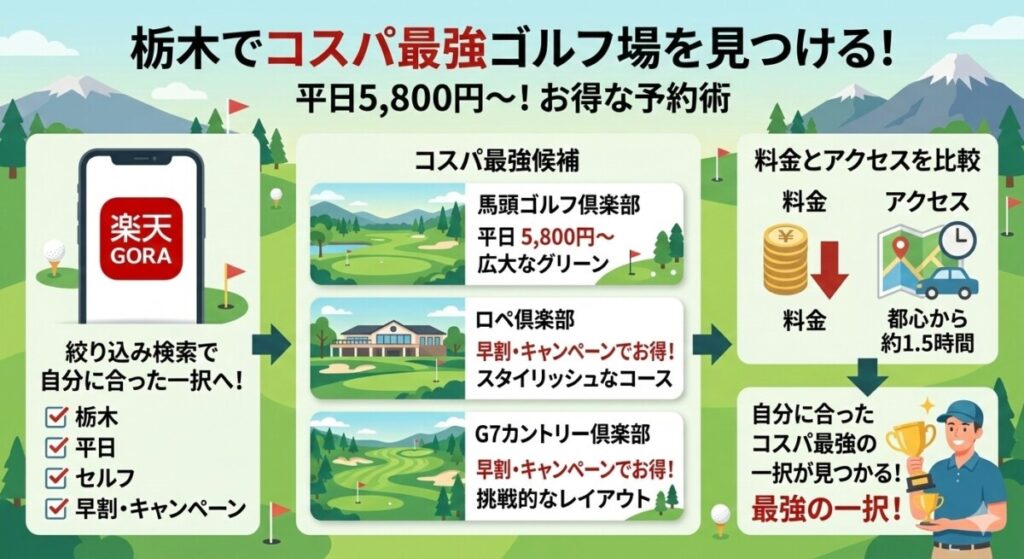 栃木のゴルフ場でコスパ最強の図解