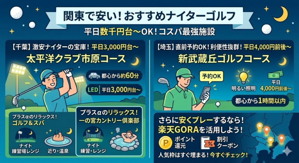 ナイターゴルフ関東で安いおすすめの図解
