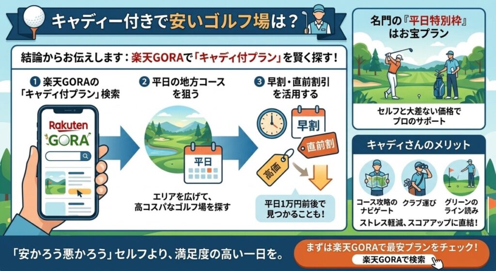 キャディー付きで安いゴルフ場の図解