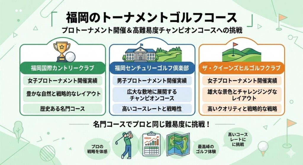 福岡のゴルフ場でトーナメントコースのおすすめ図解
