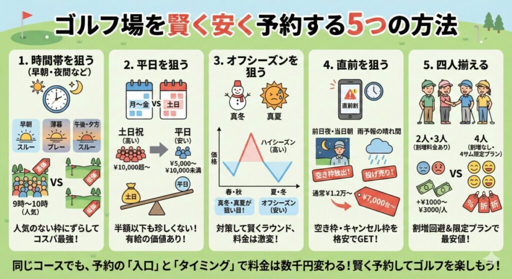 ゴルフ場を安く予約する方法は？