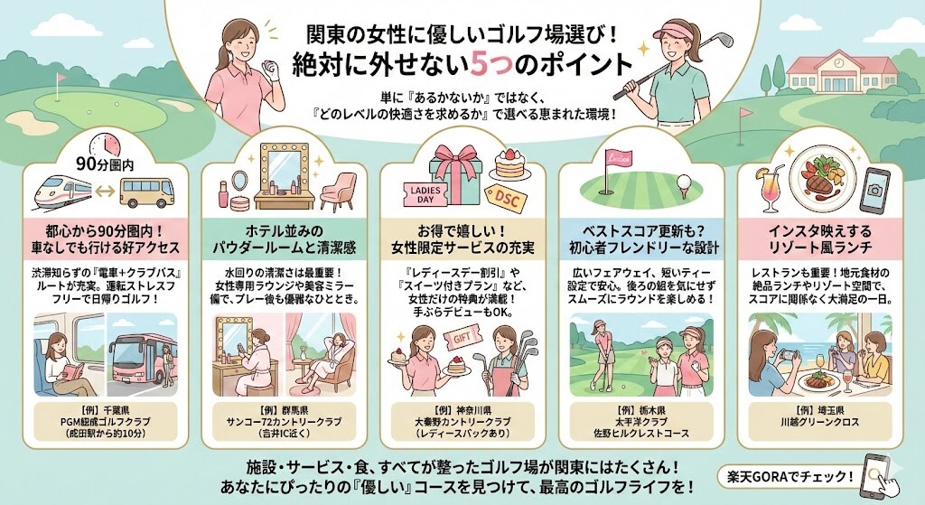 女性に優しいゴルフ場は関東にあるか？